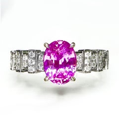 GIA/AIGS 18K 2.05 Ct Madagascar Unheated Vibrant Pink Sapphire Engagement Ring