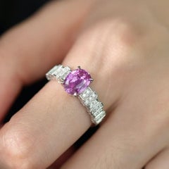 GIA/AIGS 18K 2.05 Ct Madagascar Unheated Vibrant Pink Sapphire Engagement Ring