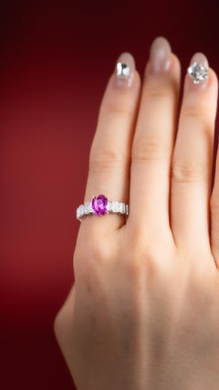 GIA/AIGS 18K 2.05 Ct Madagascar Unheated Vibrant Pink Sapphire Engagement Ring