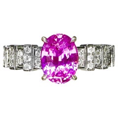 GIA/AIGS 18K 2.05 Ct Madagascar Unheated Vibrant Pink Sapphire Engagement Ring