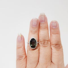 GIA Alexandrite and White Diamond Cocktail Ring in Platinum