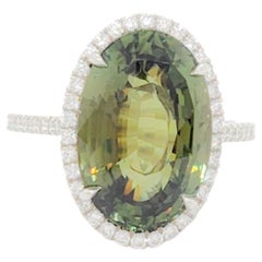GIA Alexandrite and White Diamond Cocktail Ring in Platinum