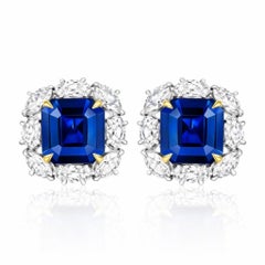 Pendientes de zafiro y diamantes de 24,74 quilates certificados por GIA y AGL