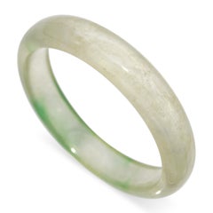 GIA Antique Type B "Ice" Green Semi-Variegated Translucent Jade Bangle