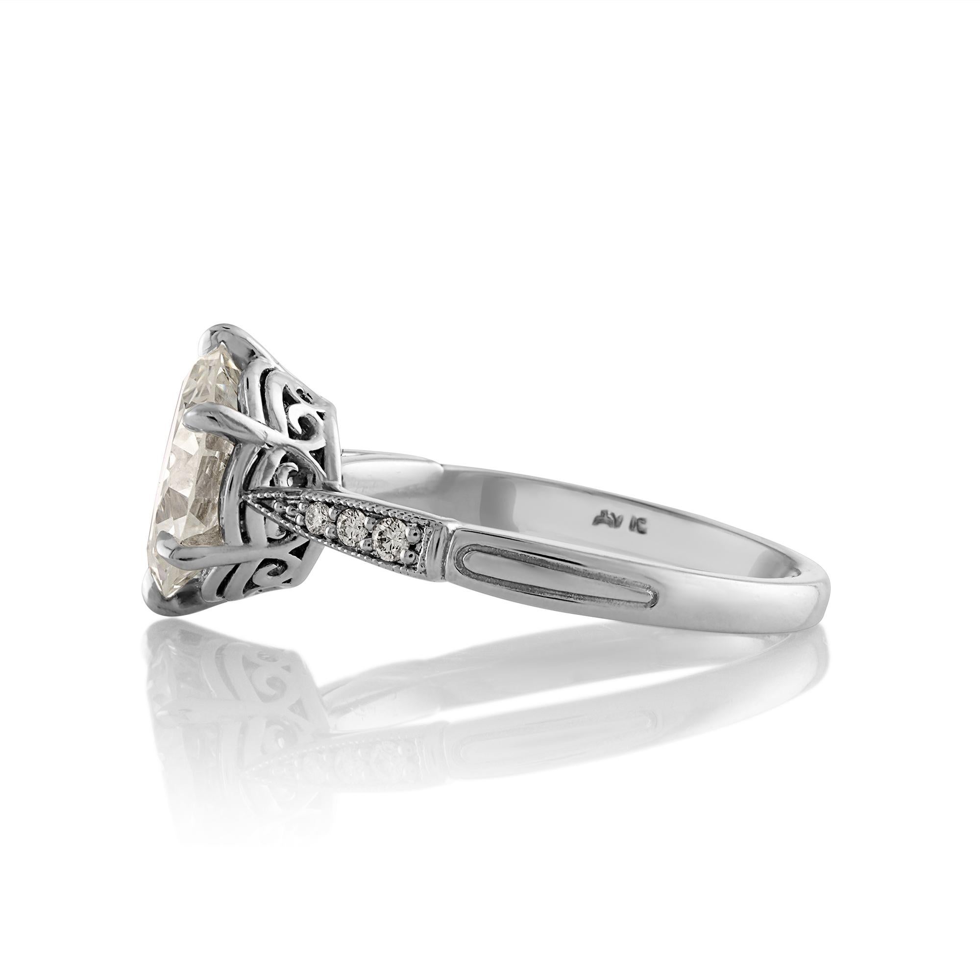 Women's GIA Antique Vintage 1920s 3.28ct OLD Euro Diamond Engagement Platinum Ring