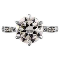 GIA Antique Vintage 1920s 3.28ct OLD Euro Diamond Engagement Platinum Ring