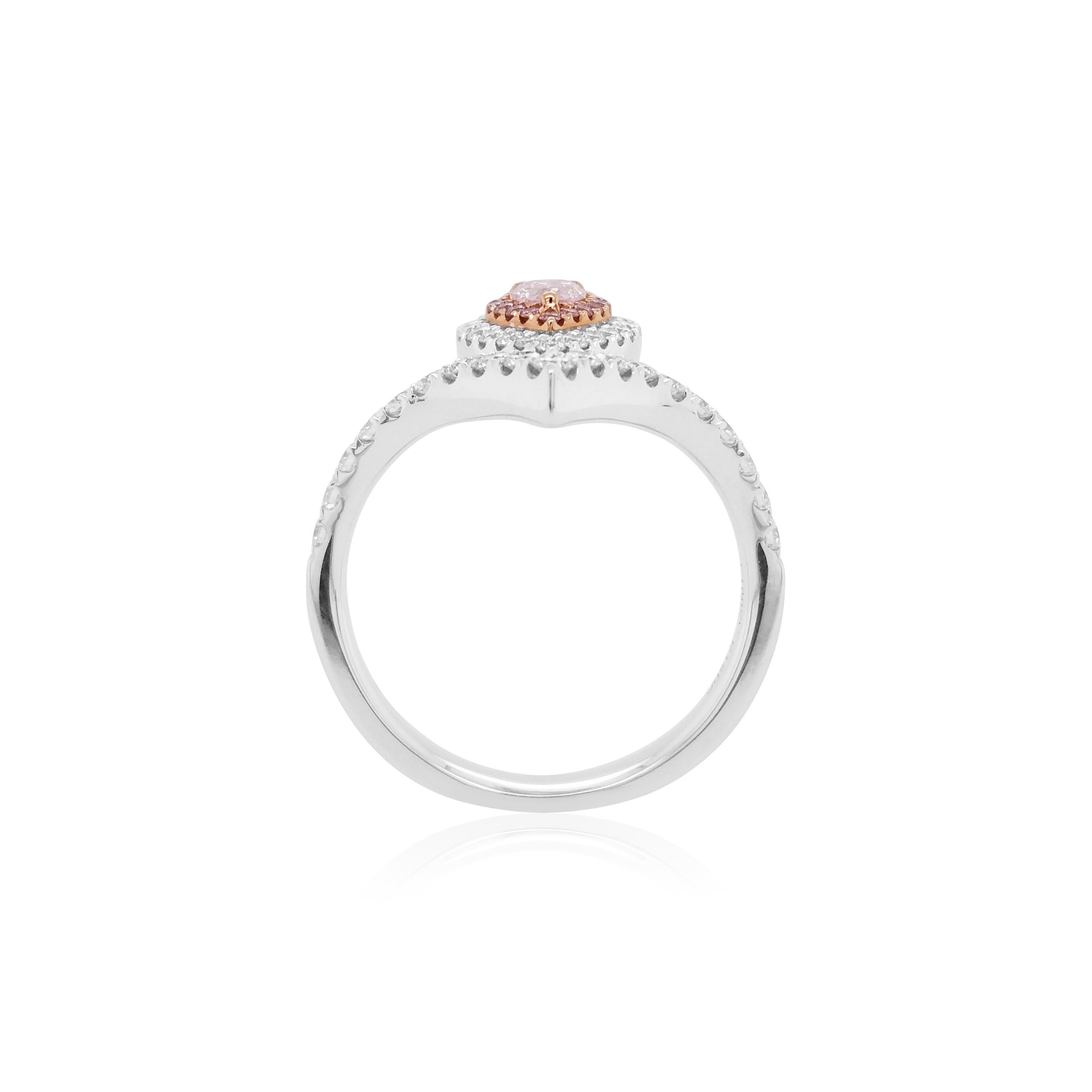 GIA Argyle-zertifizierter rosa Diamant-Brautring aus 18 Karat Gold (Zeitgenössisch) im Angebot