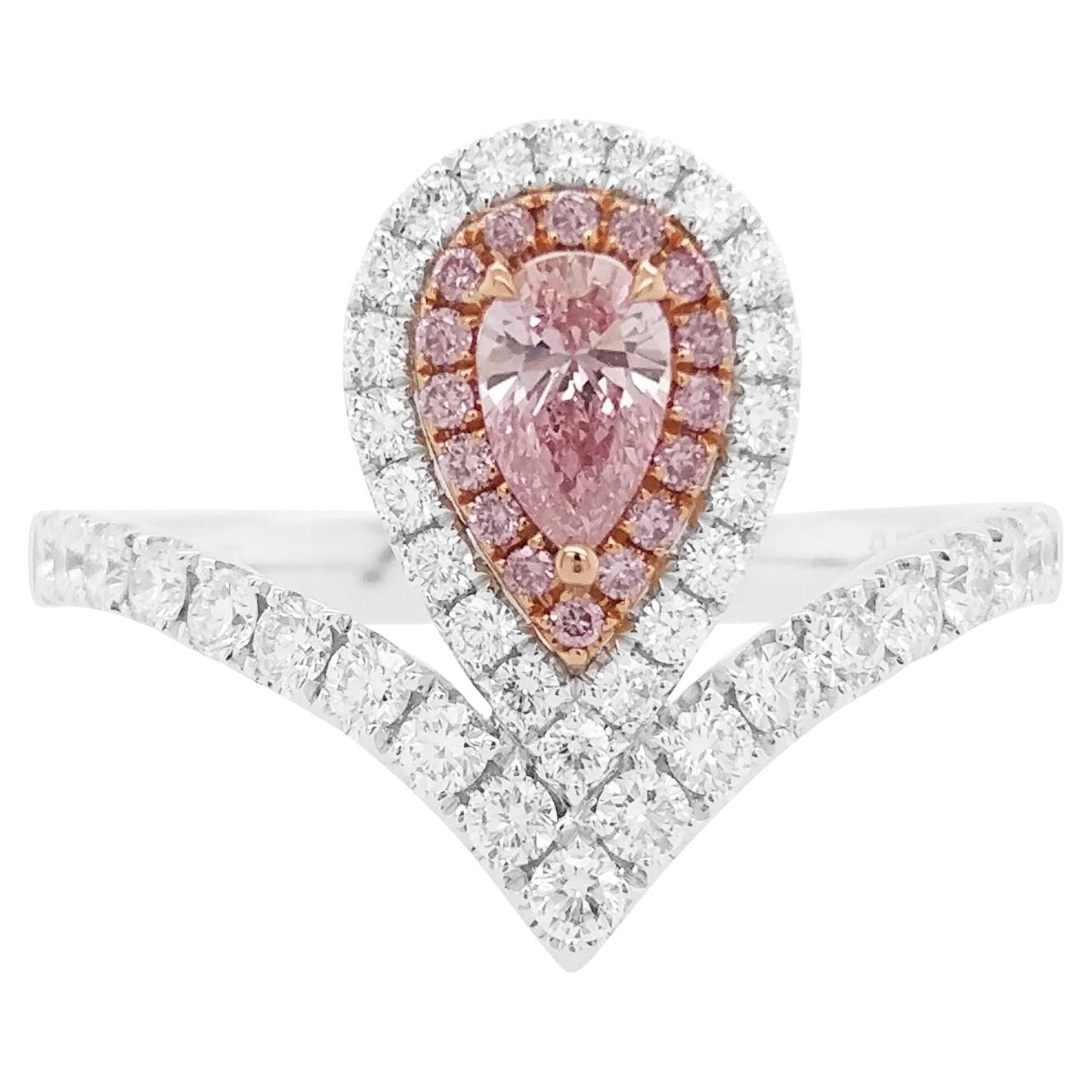 GIA Argyle Certified Pink Diamond 18K Gold Bridal Ring