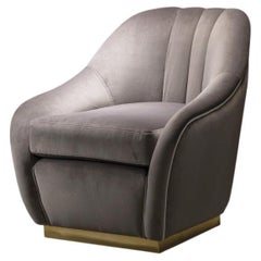 Gia Armchair Paris Antracite in Polished Brass Base