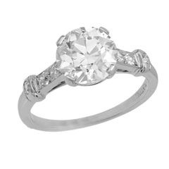 Bague de fiançailles Art déco en platine avec diamant de 1,94 carat certifié GIA