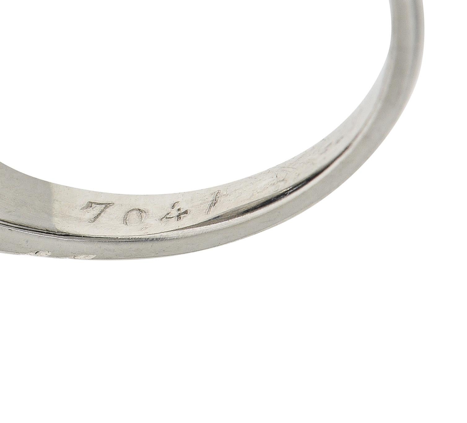 GIA Art Deco 2.95 Carats Diamond Platinum Scrolling Crescent Engagement Ring 3