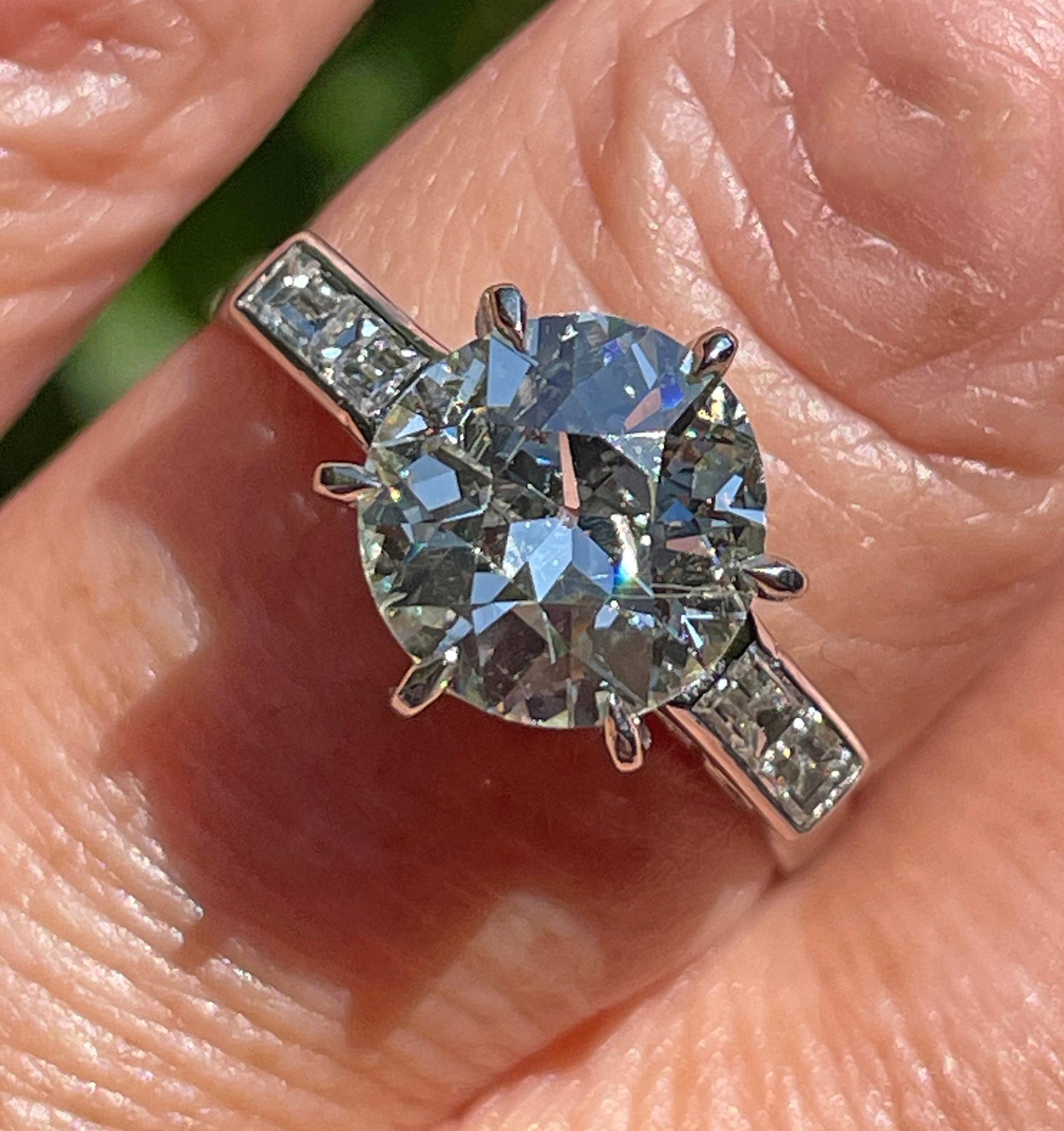 GIA Art Deco 3.24ctw Old European Diamond Engagement Antique Platinum Ring For Sale 7
