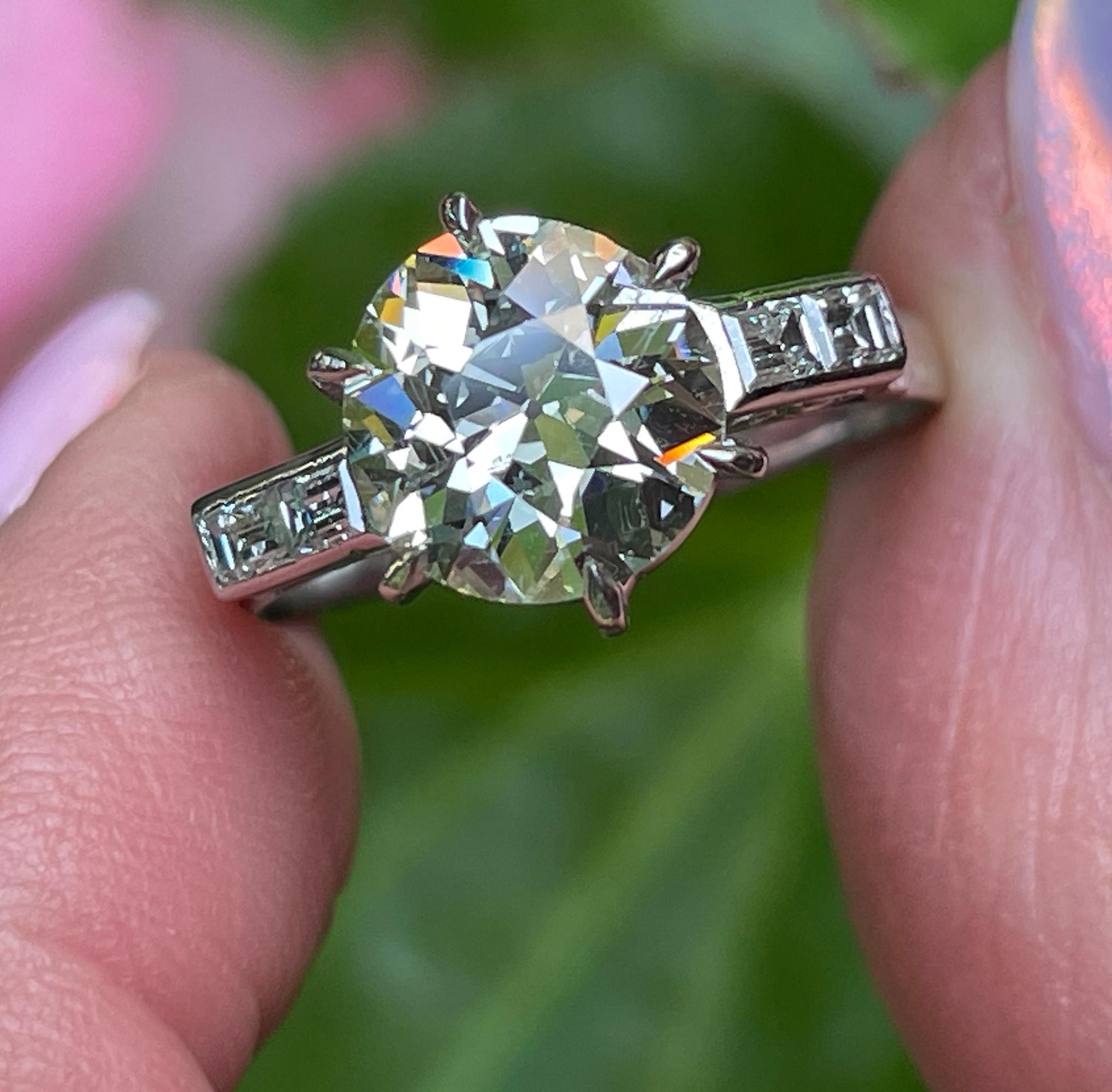 GIA Art Deco 3.24ctw Old European Diamond Engagement Antique Platinum Ring For Sale 15