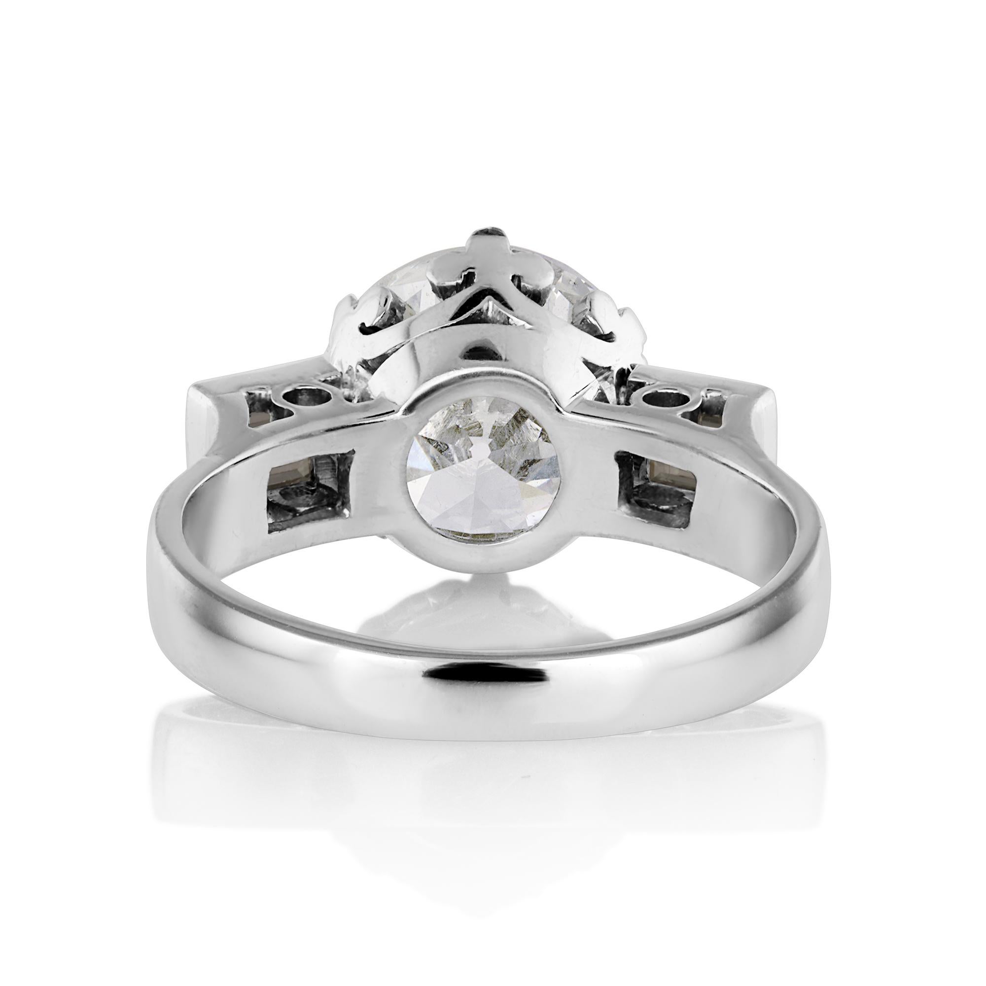Old European Cut GIA Art Deco 3.55ct Old European Diamond Engagement Antique Platinum Ring