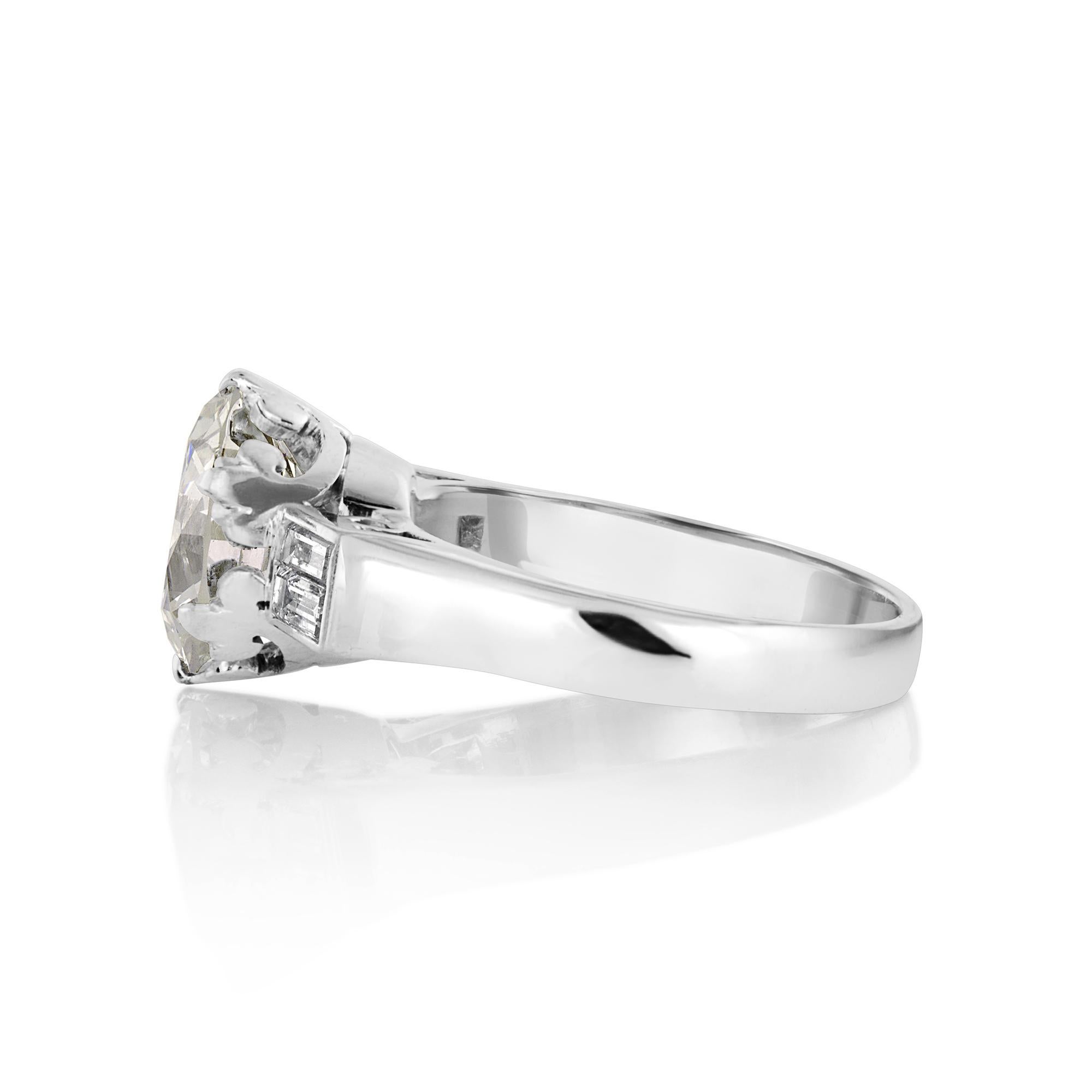 GIA Art Deco 3.55ct Old European Diamond Engagement Antique Platinum Ring In Good Condition In New York, NY