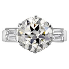 GIA Art Deco 3.55ct Old European Diamond Engagement Antique Platinum Ring