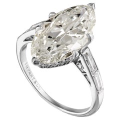 GIA Art Deco 5.58ct Old European Marquise Moval Cut Diamond Ring, Tiffany & Co.