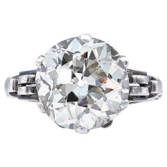 GIA Art Nouveau 4.57 Carat Old Mine Diamond Engagement Antique Ring