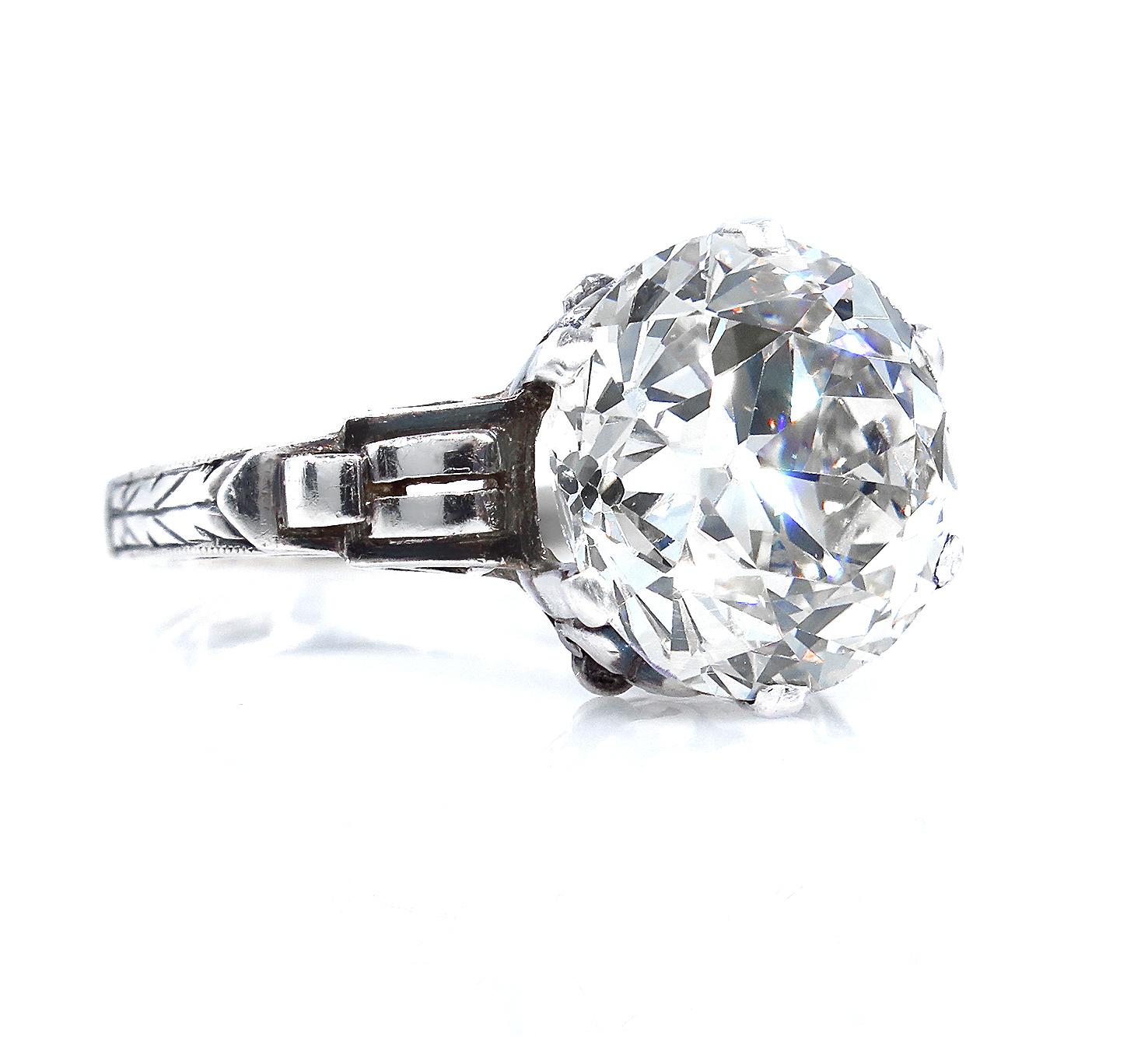  Bague de fiançailles ancienne Art nouveau en diamant taille vieille mine de 4,57 carats certifié GIA Pour femmes 