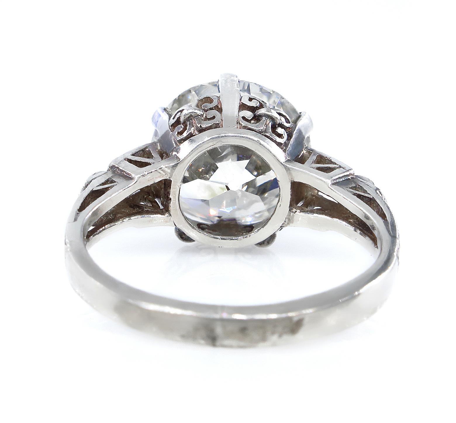 Anello antico di fidanzamento con diamanti Old Mine GIA Art Nouveau da 4,57 carati 5