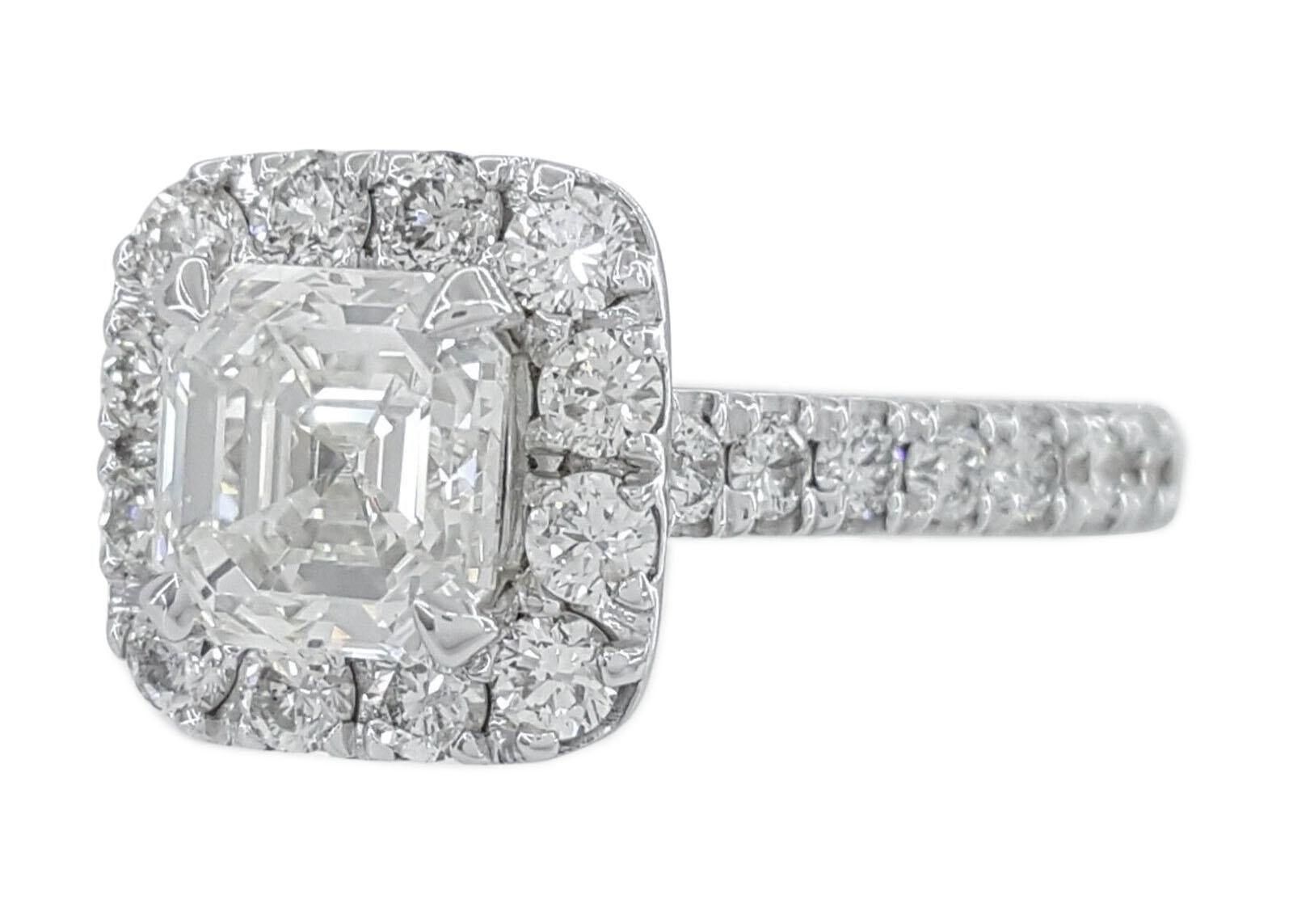 Modern GIA Asscher 1.50 Carat Cut Diamond Engagement Ring D VS1 For Sale