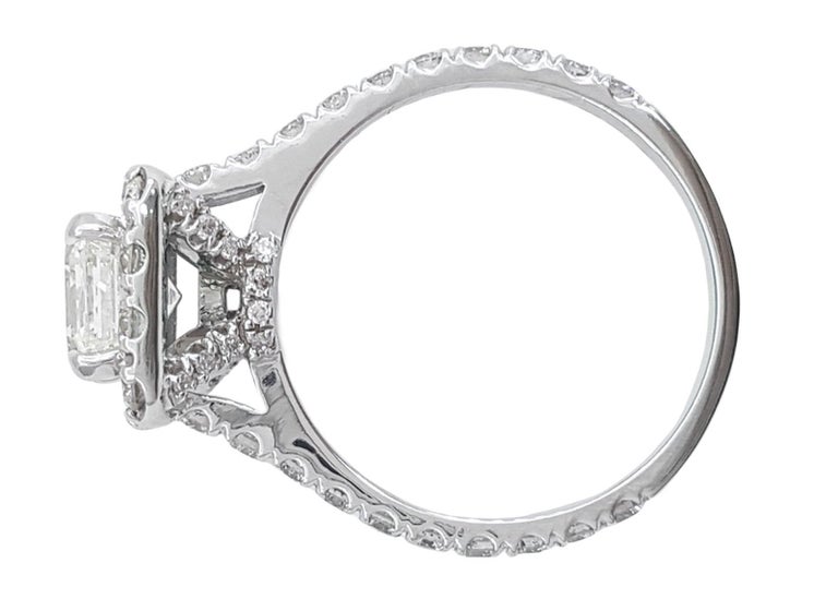Asscher Cut Halo Diamond Engagement Ring. 

