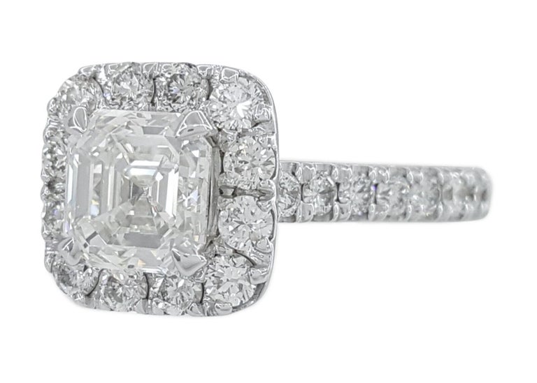 Modern GIA Asscher 1.51 Carat Cut Diamond Engagement Ring  For Sale