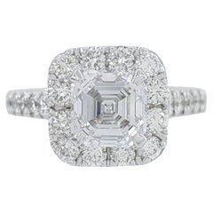 Bague de fiançailles en diamant taille 1,51 carat certifié GIA d'Asscher 