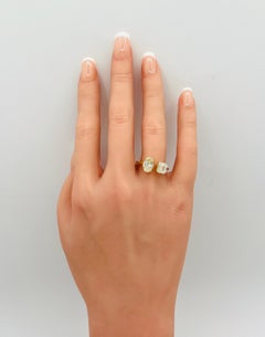 Anello GIA Asscher e Ovale Moi Et Toi in oro giallo 18 carati