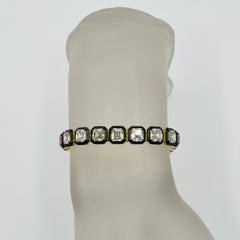 GIA Asscher Cut Diamond Bracelet in 18K Yellow Gold & Black Rhodium