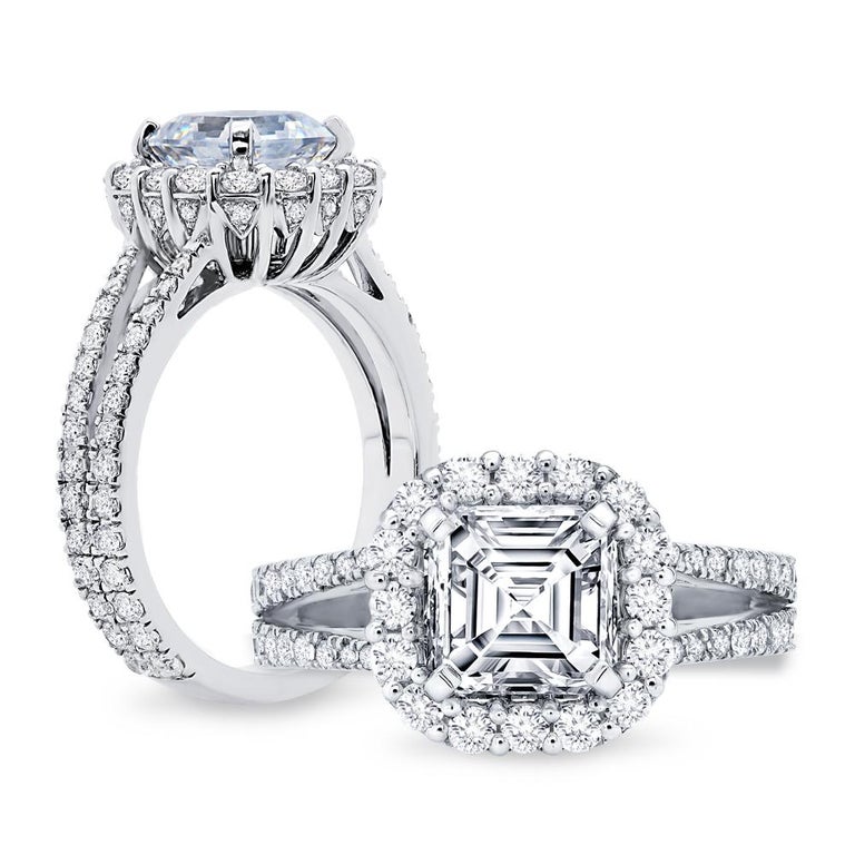 GIA Asscher Cut Diamond Engagement Ring Platinum 950 For Sale at 1stDibs