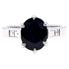 GIA Australian No Heat Sapphire Diamond Platinum Ring