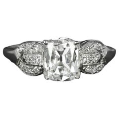 GIA Authentic Vintage ART DECO Old Mine Cut Diamond Platinum Ring