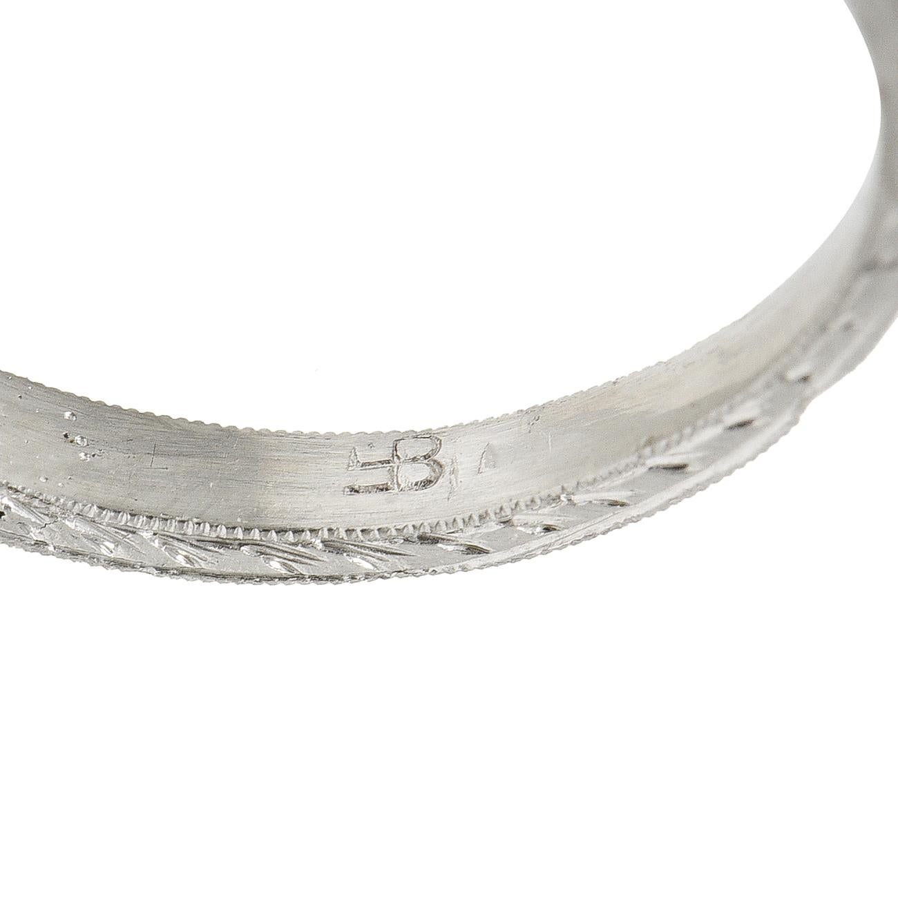 GIA Baskin Bros. Art Deco 3.82 Carats Diamond Platinum Wheat Engagement Ring  For Sale 3