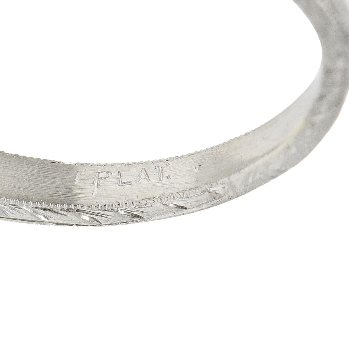 GIA Baskin Bros. Art Deco 3.82 Carats Diamond Platinum Wheat Engagement Ring  For Sale 2