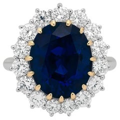 Bague à diamant saphir bleu intense de 11,32 carats certifiée GIA et Bellerophon