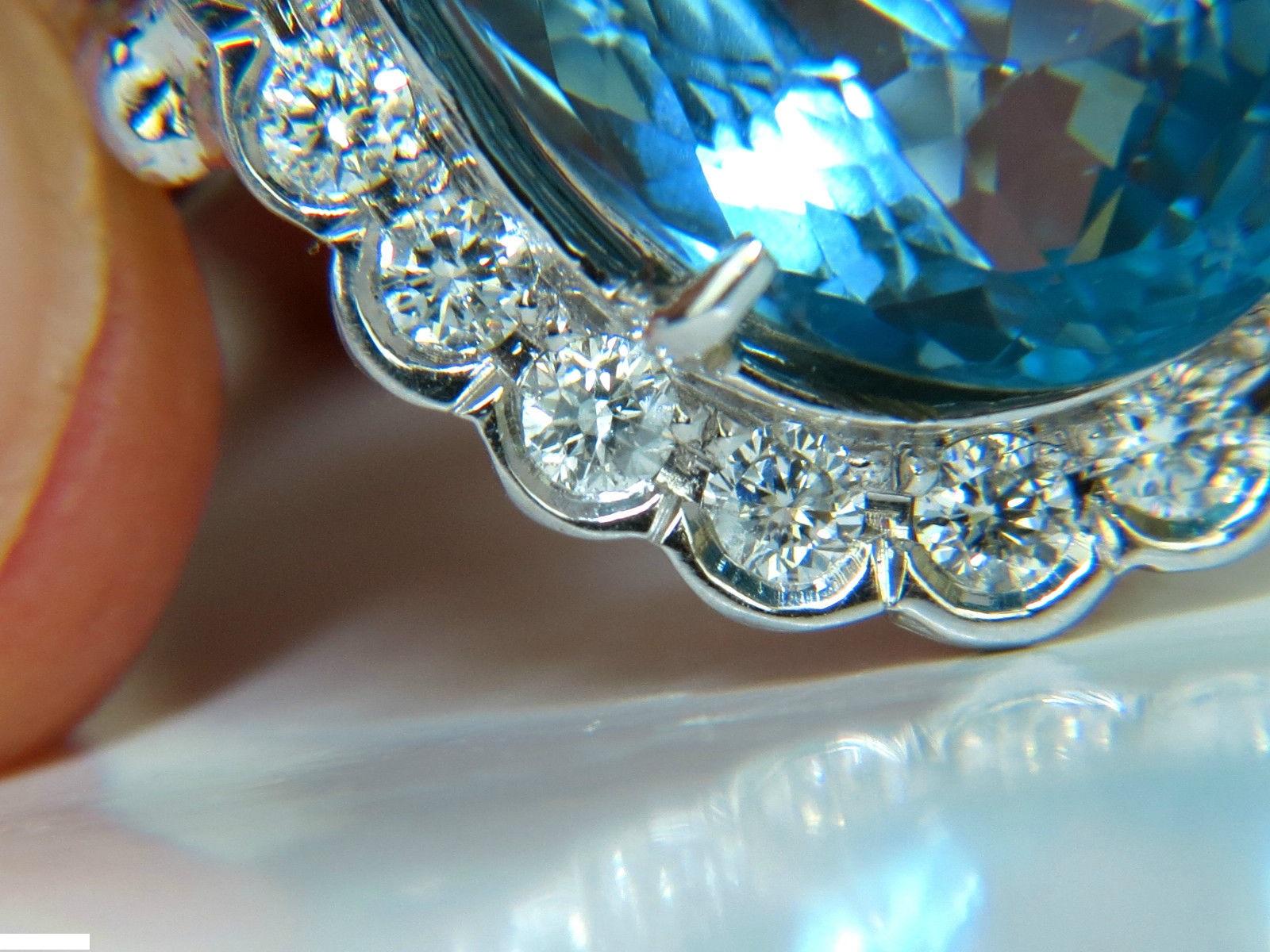 GIA Blue 18 Karat 17.78 Carat Natural Brilliant Gem Aquamarine Diamond Ring VS 1