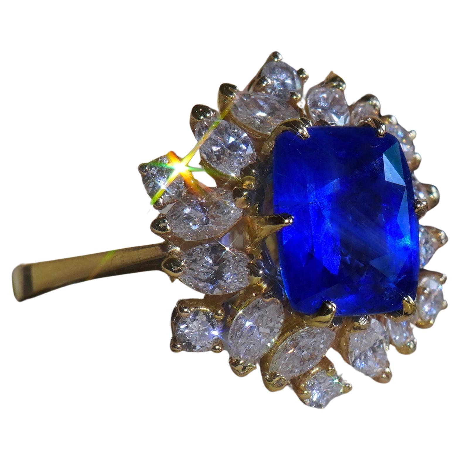 Old South Jewels präsentiert mit Stolz... VINTAGE-LUXUS.   GIA ZERTIFIZIERT 9,19 KARAT UNGEHEIZT BURMA SAPHIR 18K GOLD RIESIGEN DIAMANTEN VINTAGE RING & BOX!   RIESIGE 6.31 KARAT BRILLANT KÖNIGSBLAU GIA ZERTIFIZIERT SELTEN KEINE HITZE NATÜRLICHEN