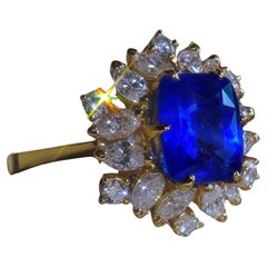 GIA Blue Sapphire Diamond Ring No Heat Burma 14K Royal VS Vintage Fine 9.19 Cts