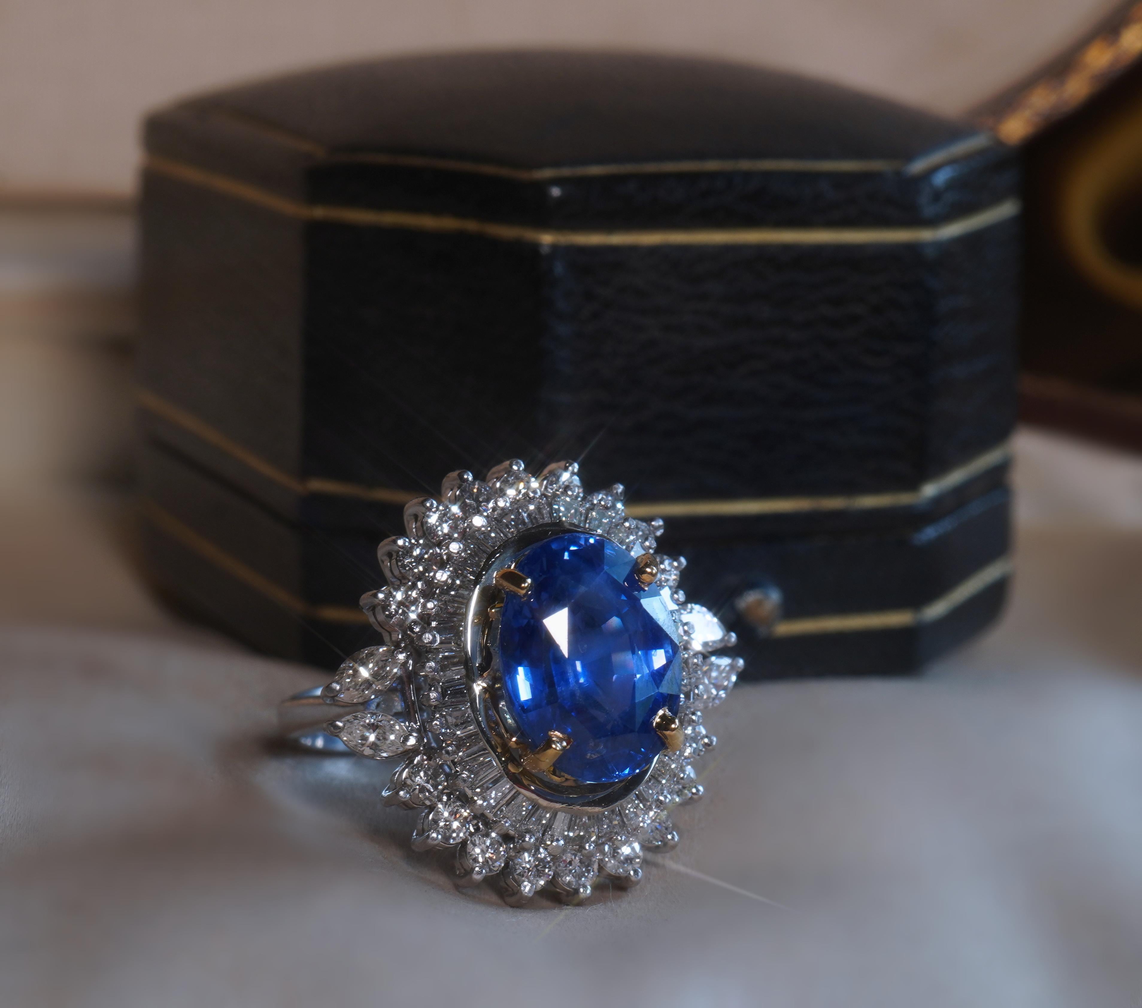 GIA Blue Sapphire No Heat 14K Gold Diamond Ring Sri Lanka VS Huge Fine 11.38 CTS For Sale 6