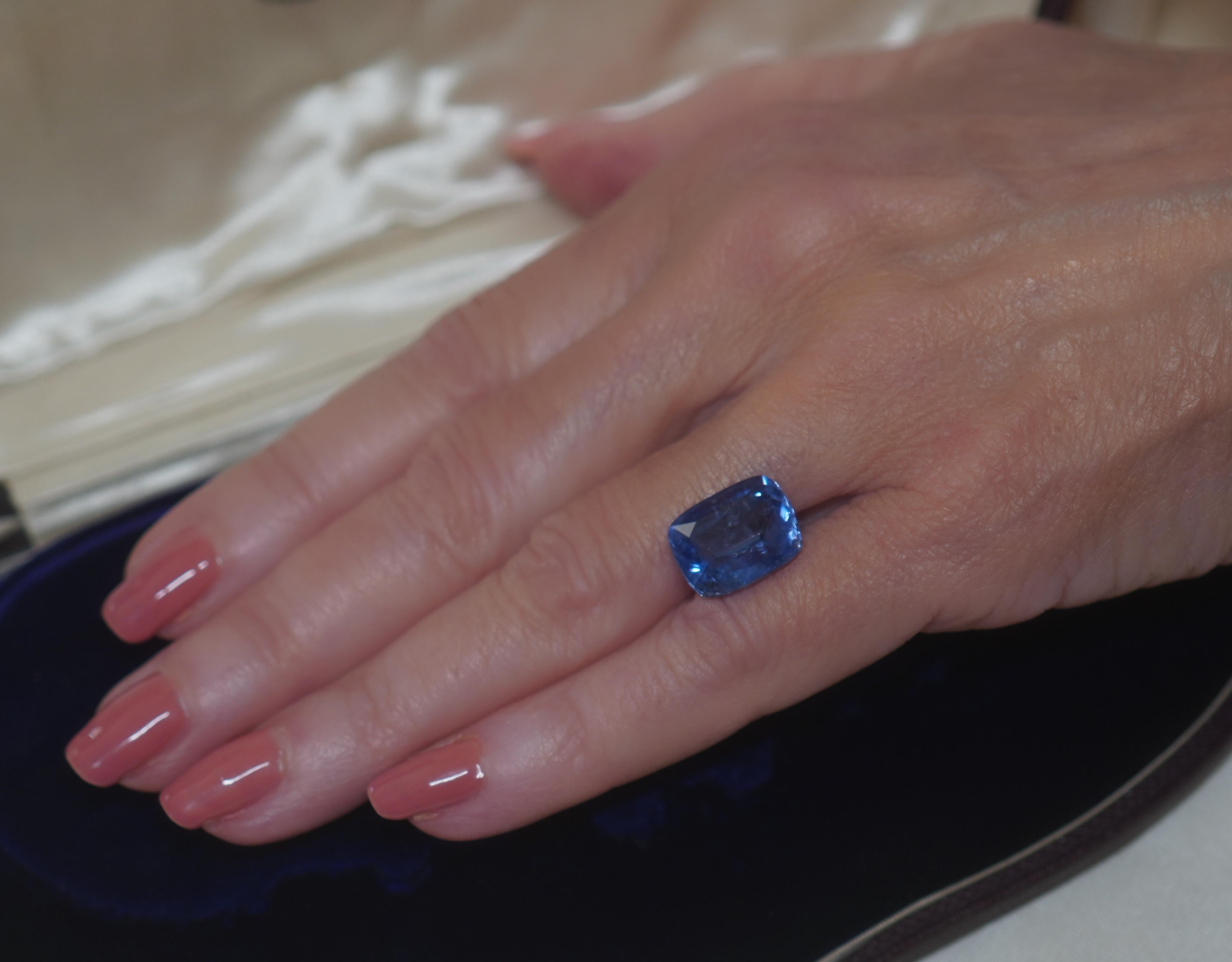 GIA Blue Sapphire Unheated Sri Lanka Vintage Certified Loose Emerald 13.31 Cts 1