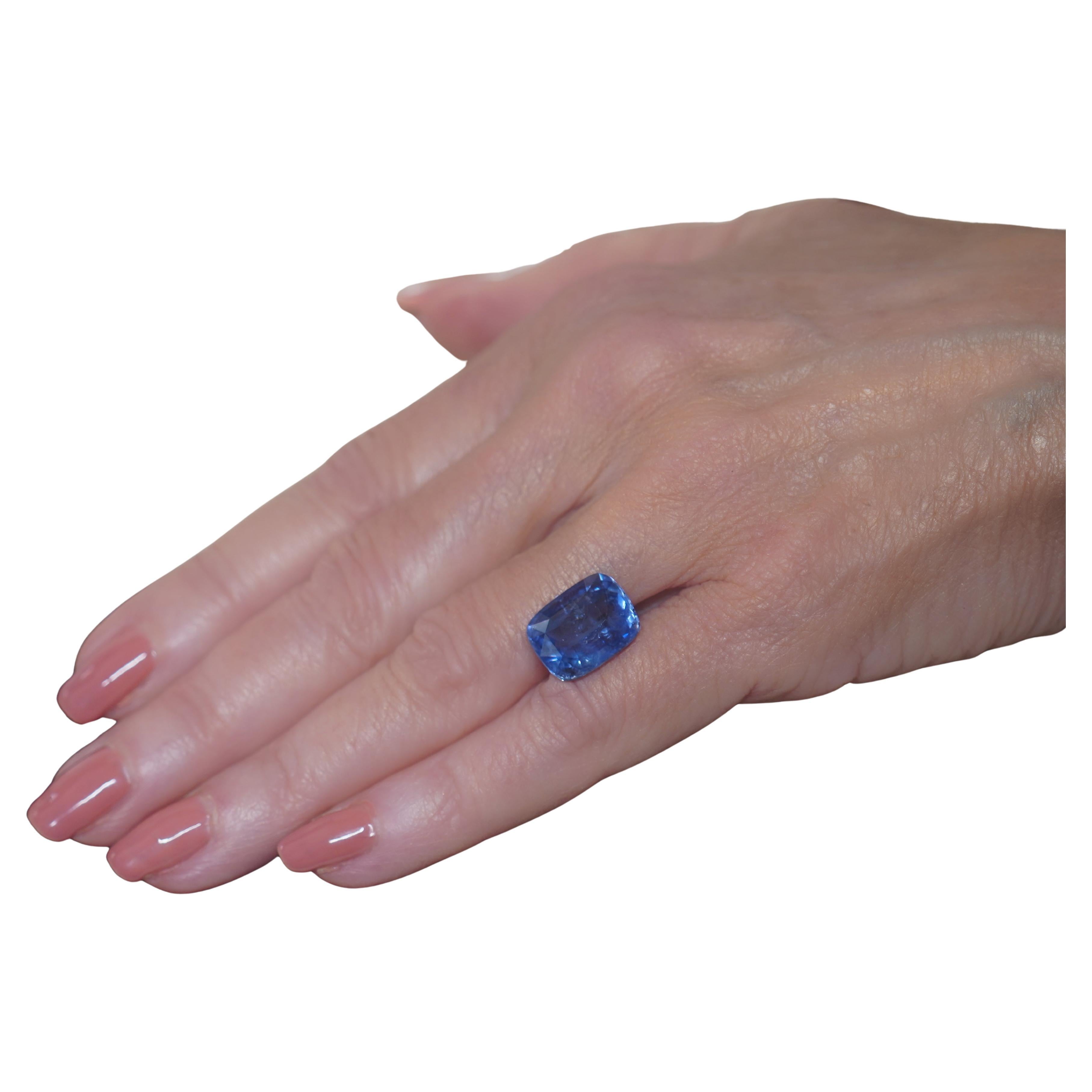 Cushion Cut GIA Blue Sapphire Unheated Sri Lanka Vintage Certified Loose Emerald 13.31 Cts