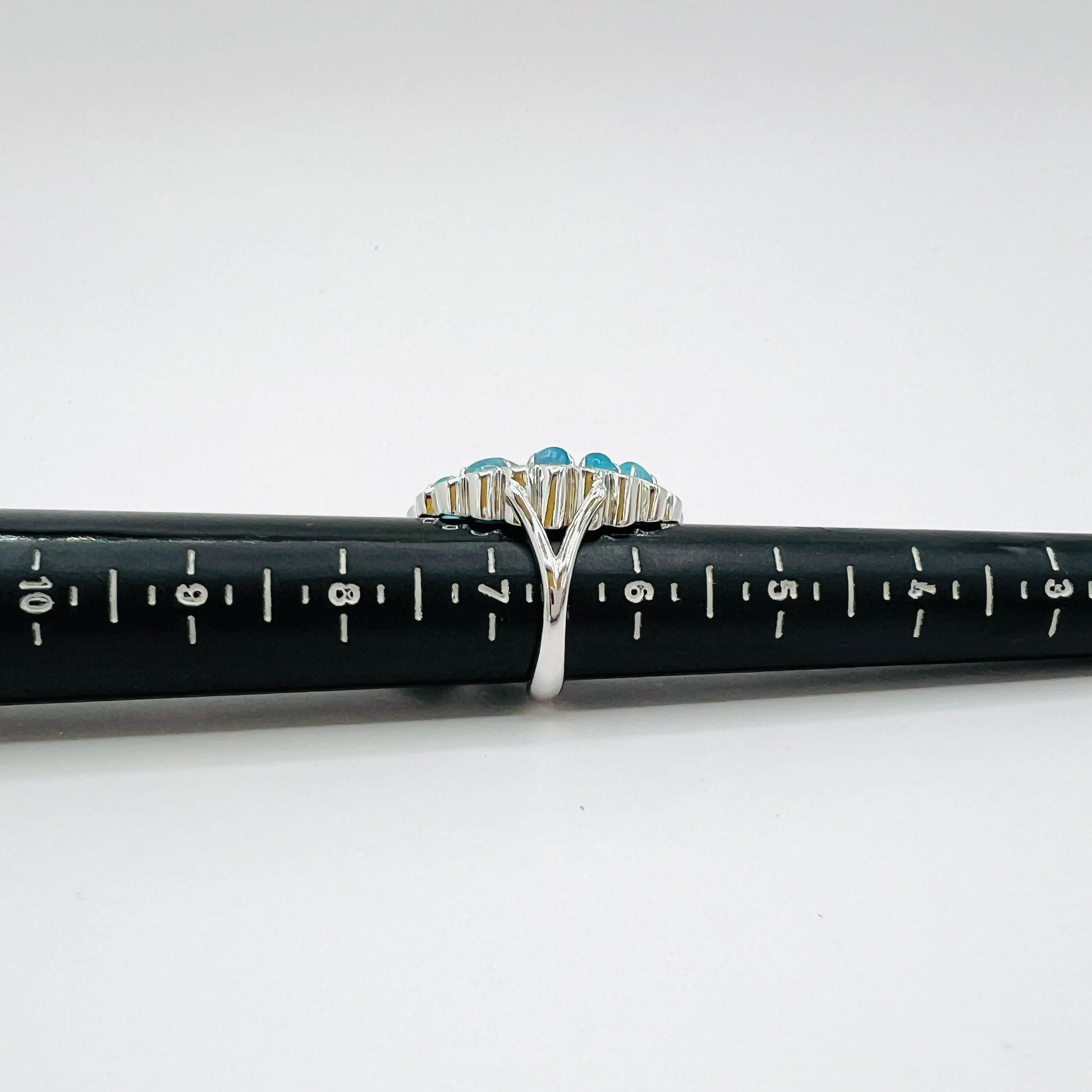 GIA Brazilian Paraiba Cabochon and White Diamond Ring in 18K White Gold 4