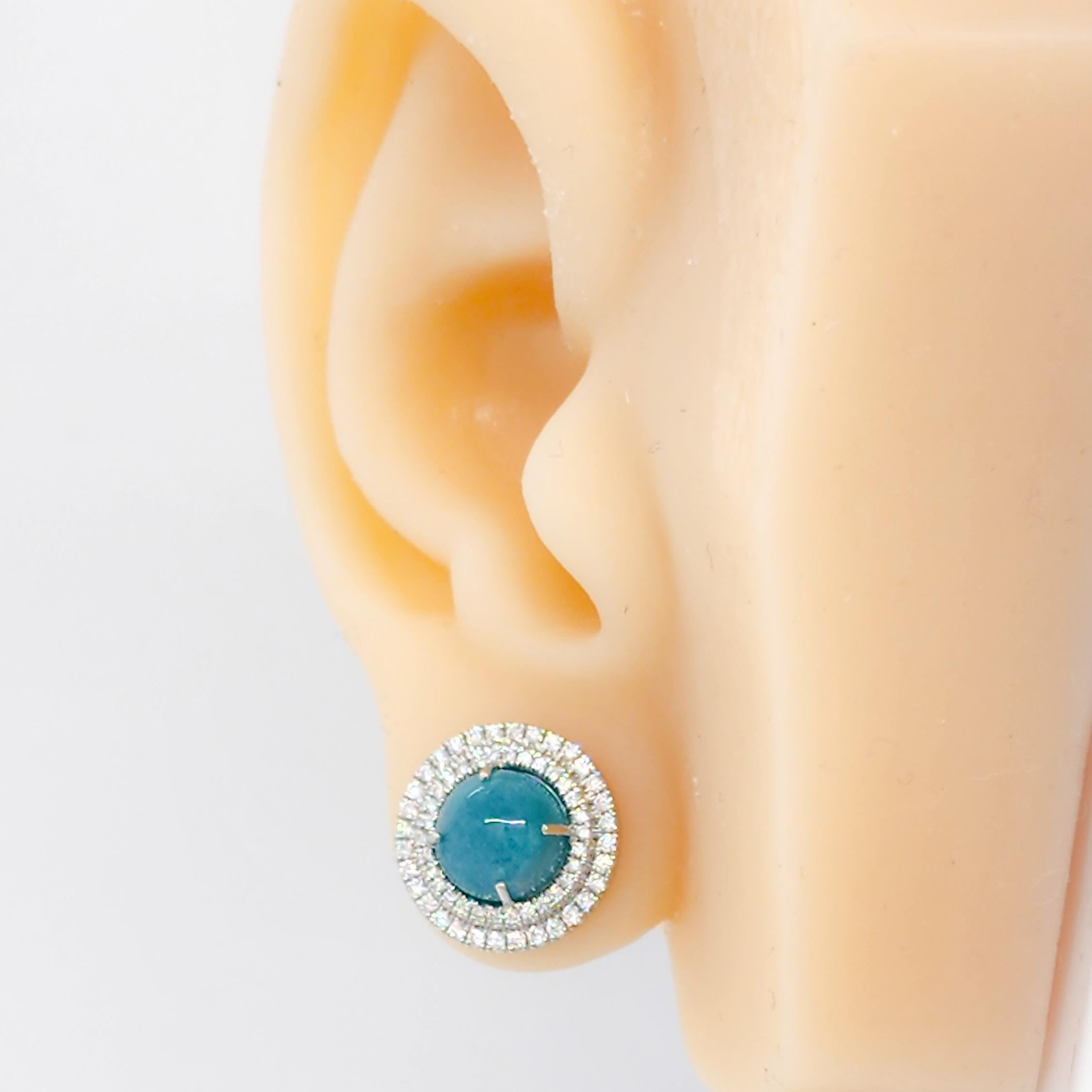 GIA Brazilianische Paraiba-Turmalin-Cabochon- und Diamant-Ohrstecker aus Platin im Zustand „Neu“ in Los Angeles, CA