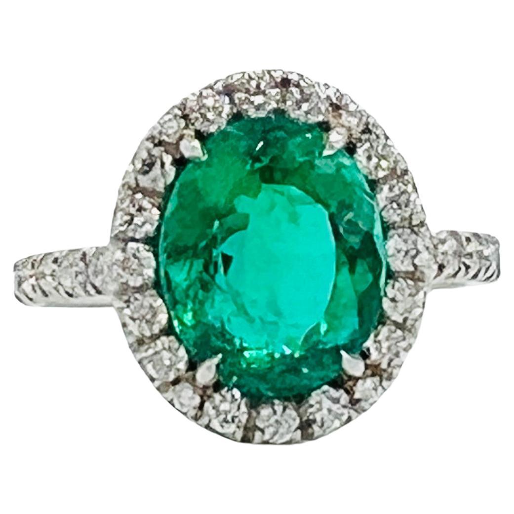 GIA Brazilian Paraiba Tourmaline Oval and Diamond Ring in Platinum