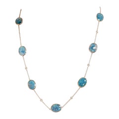 Collana ovale con tormalina Paraiba brasiliana in oro rosa 18 ct.