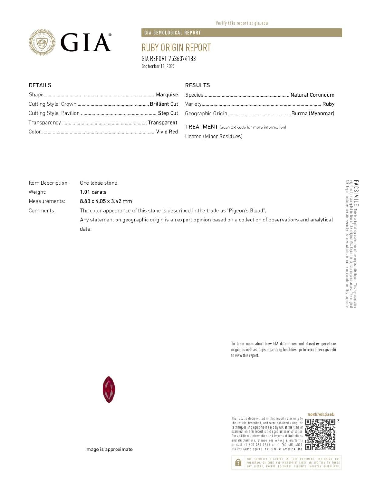 Contemporaneo GIA Birmania 1,01 carati in oro bianco 18 carati Anello di fidanzamento con rubino sangue di piccione in vendita