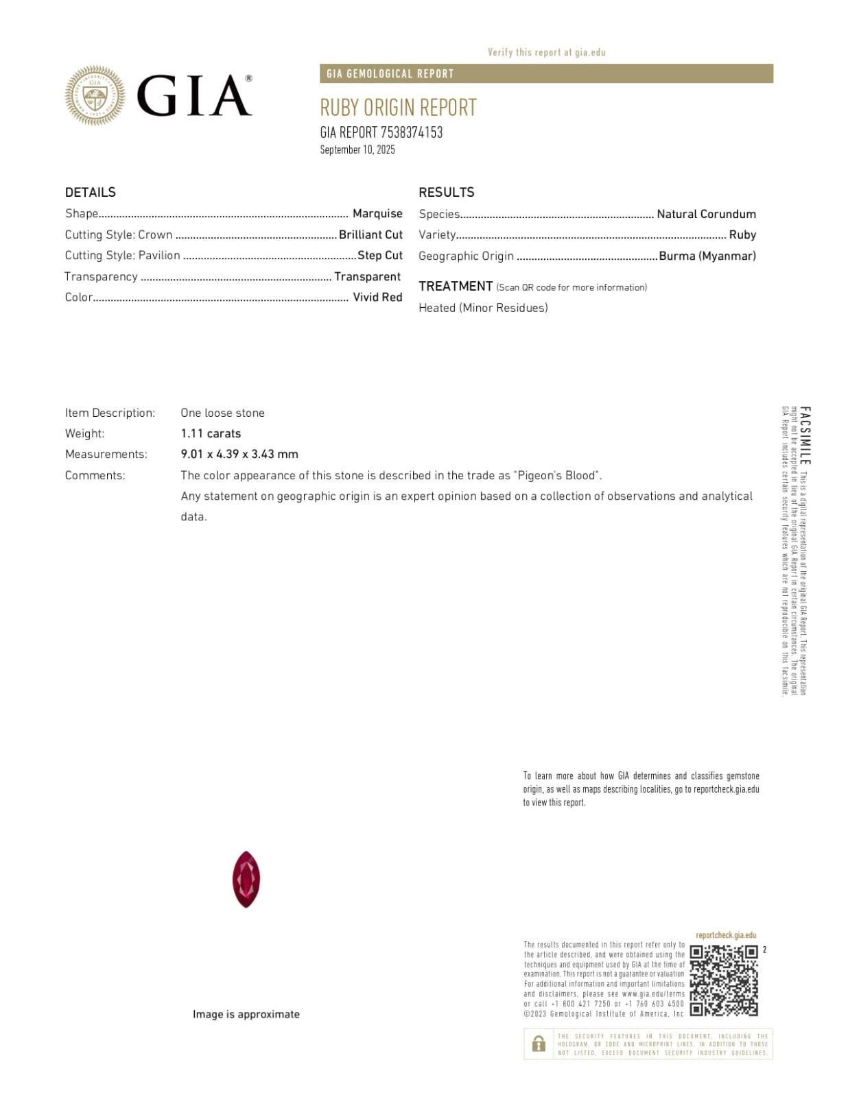 Contemporain GIA Bague de fiançailles en or jaune 18 carats rubis sang de pigeon 1,11 ct en vente