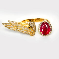 GIA Burma 1,62 Ct 18K Gelbgold Vivid Red (Taubenblut) Ruby Verlobungsring