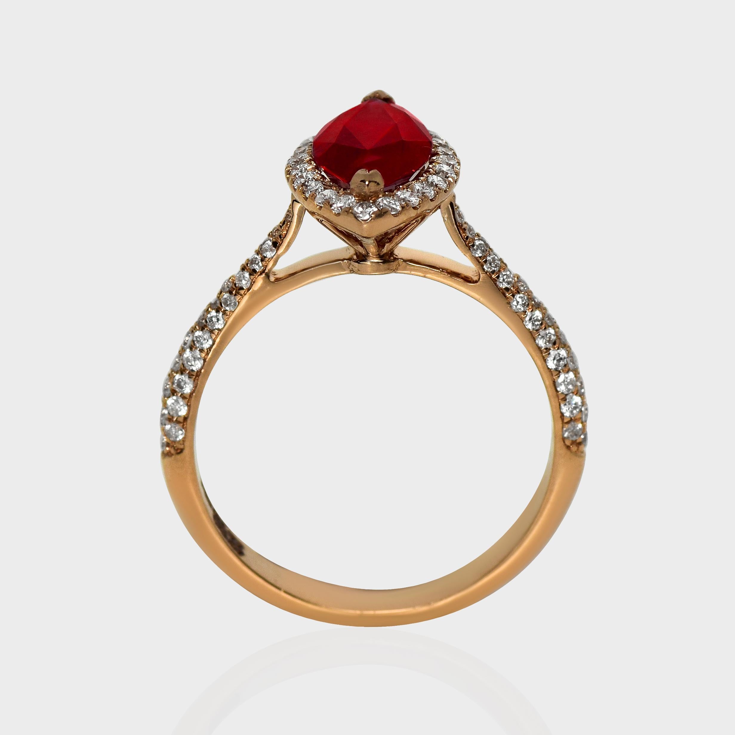GIA Bague de fiançailles rubis sang de pigeon 1,77 ct or rose 18K Pour femmes en vente